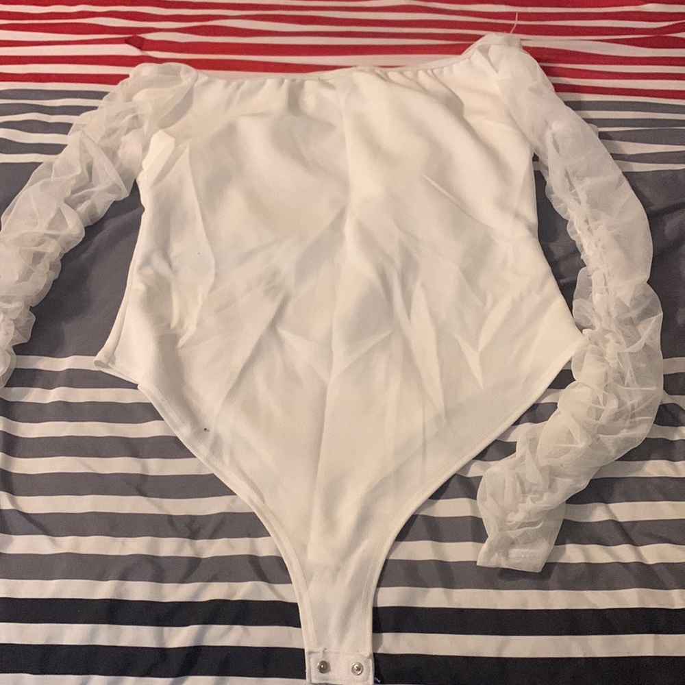 White Bodysuit with see through sleeves